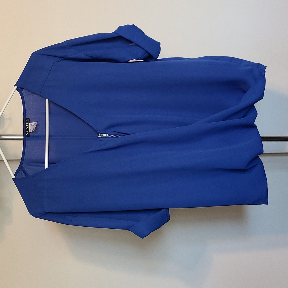Vibrant Blue Zip-detail blouse